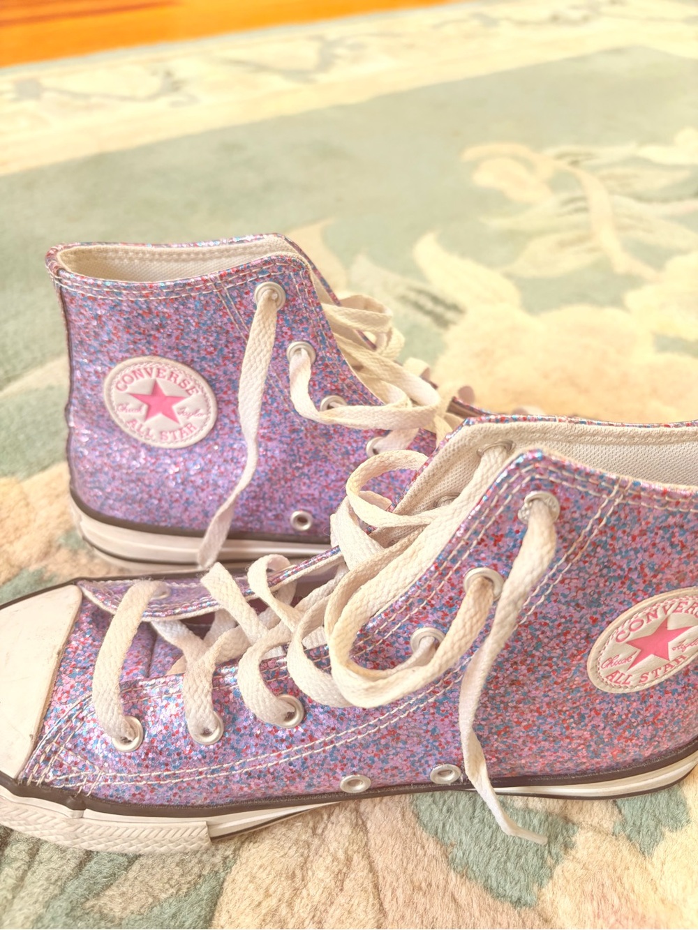 Converse High Top Sneakers - Pink Purple Glitter